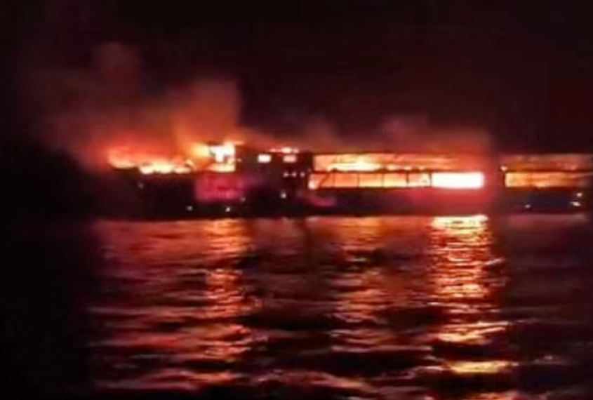 Philippine passenger ferry catches fire! 5 dead
